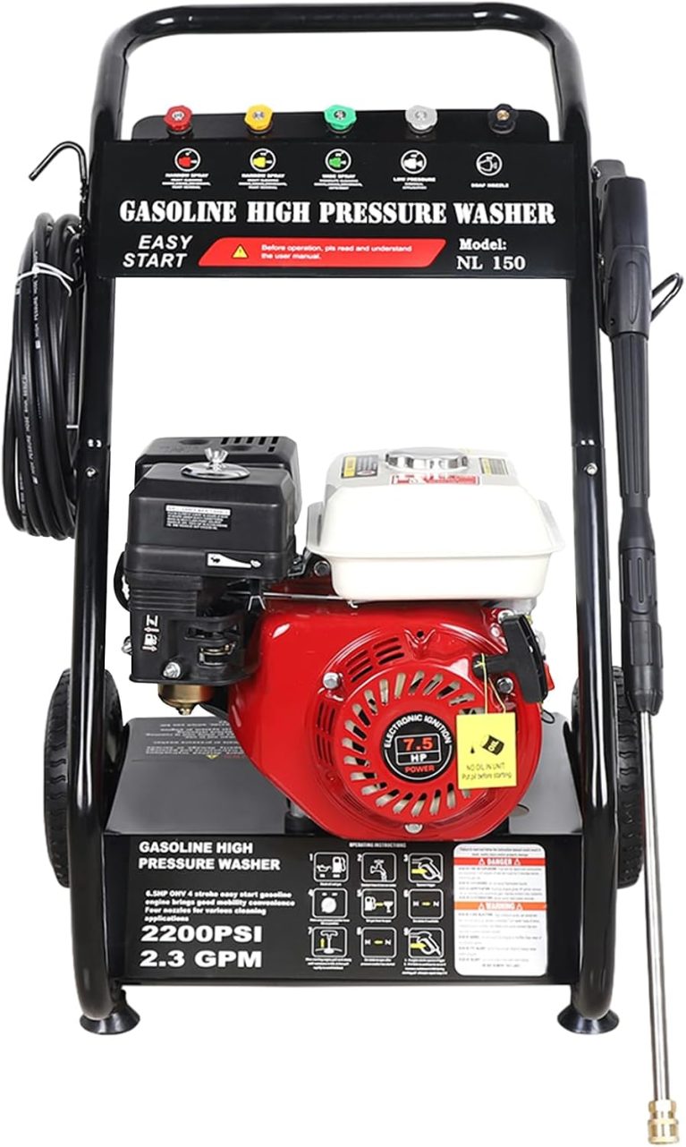 CHERIREN Nettoyeur Haute Pression à Essence 7,5 CV, 4 Temps, Monocylindre, Refroidi par Air, avec Tige d’Extension - NL 150